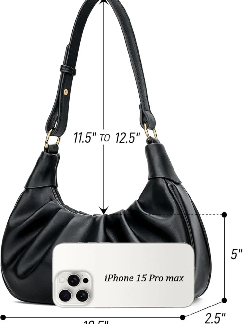 Crescent Ruched Mini Hobo Bag - Stylish Underarm Purse for Women, Chic Shoulder